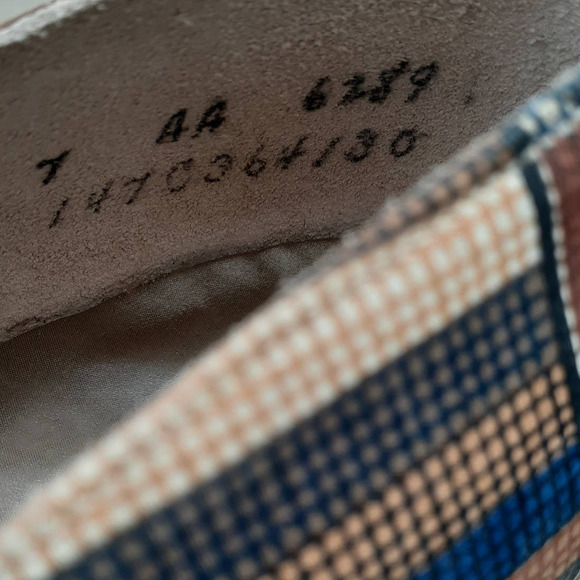 Ladies Vintage Palizzio Wooden Heeled Cloth & Leather Multi Colored Shoe 7AA - Picture 8 of 9